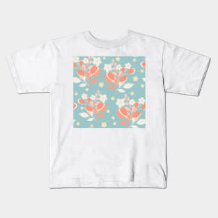 Modern floral bouquet with daisies repeat pattern print Kids T-Shirt